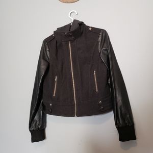Faux leather sleeve jacket